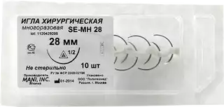 Игла хирургическая многоразовая режущая MANI SE-MH 28, игла1/8 (0,78*28мм)