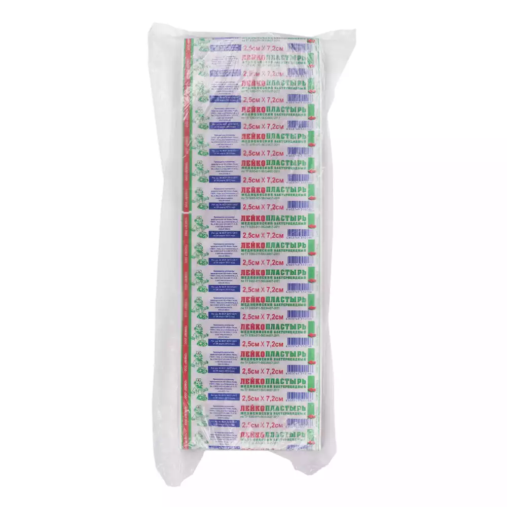 Лейкопластырь LEIKO бактерицидный, размер 2,5см*7,2см, белый, на тканевой основе, гипоаллергенный