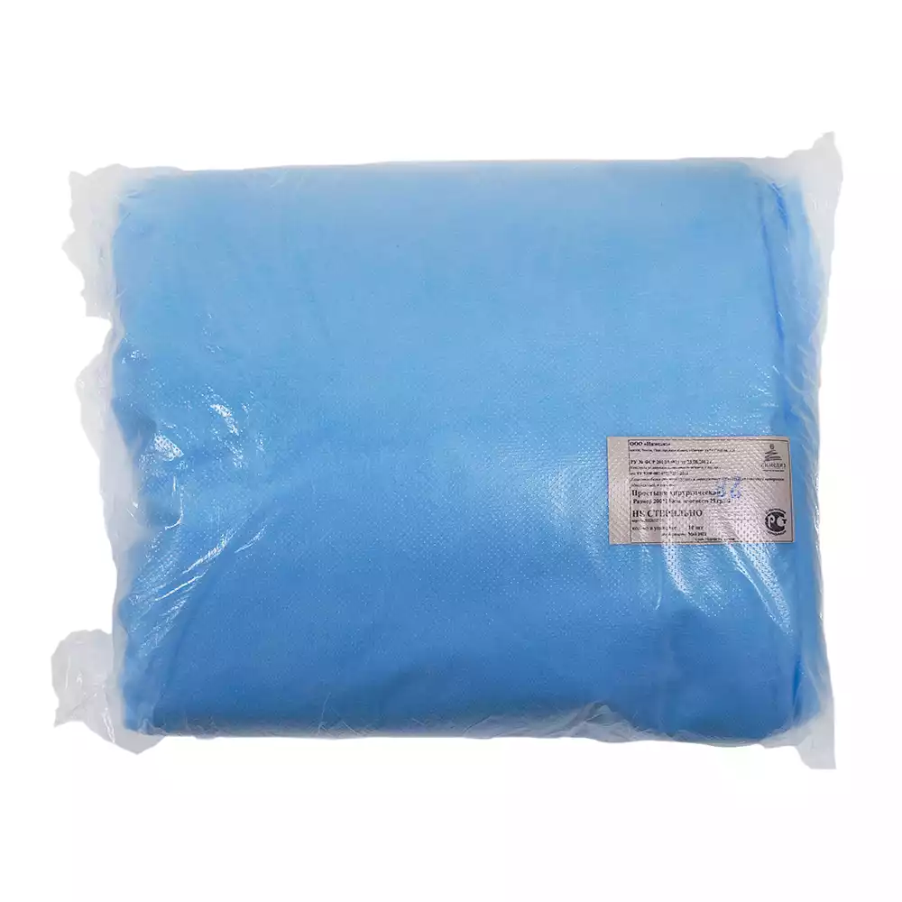 Простыня 140*200см, материал СМС 20г/м2, нестерильная, голубая