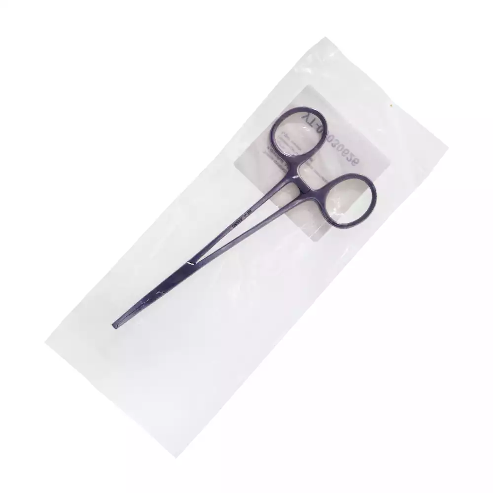 Зажим 17-382 кровоостанавливающий 1x2 зубый зубчатый, изогнутый №1, 150мм (аналог З-21-1)