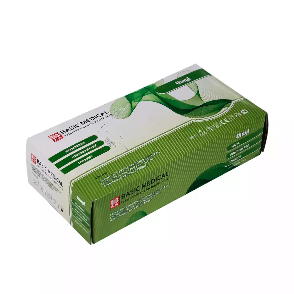 Перчатки Basic Vinyl, виниловые, размер XL, вес 8,0 г/пара, неопудренные, нестерильные