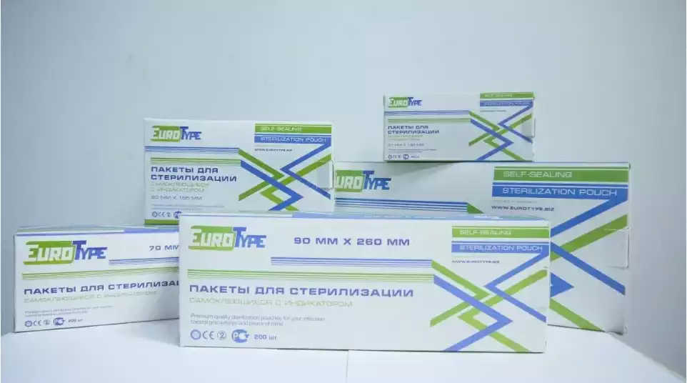Пакет для стерилизации комбинированный самоклеящийся EUROTYPE 100х200 мм (200 шт/упак)